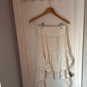 Chloé Cream Lace Midi Skirt